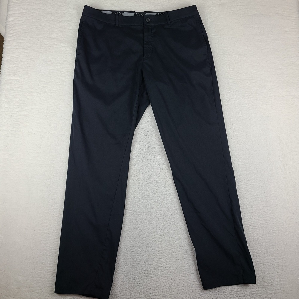Nike Pants Mens 38x34 Black Solid Dri Fit Straight Performance Preppy Tech Golf